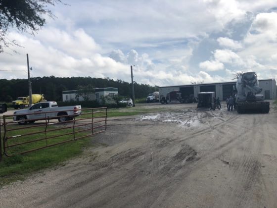 The road into the SuperMixers yard in Orlando, Florida
